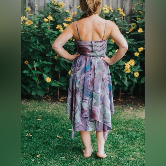 Vintage purple floral dress, size S/M - Picture 3 of 4